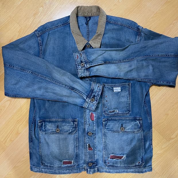 인디고 코튼 리넨 데님 워크 재킷 판매합니다.