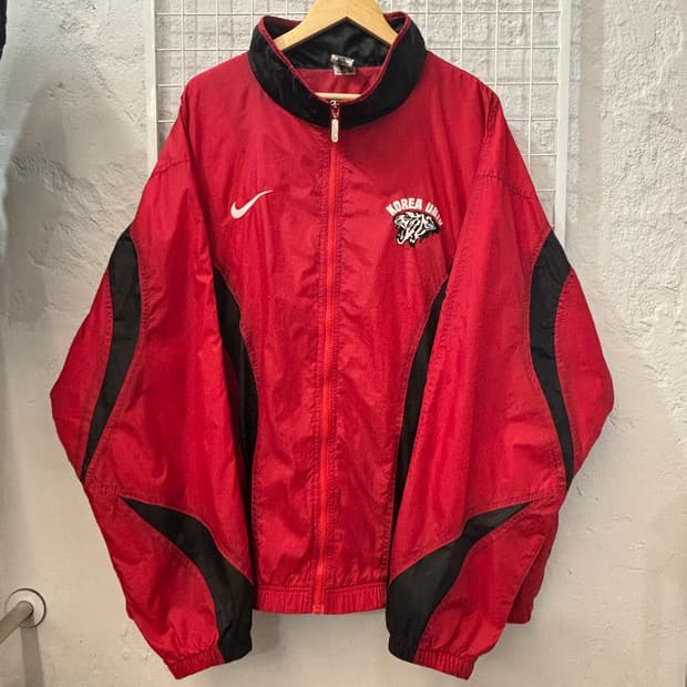 00s 나이키 올드스쿨 고려대학교 레드 바람막이 3XL