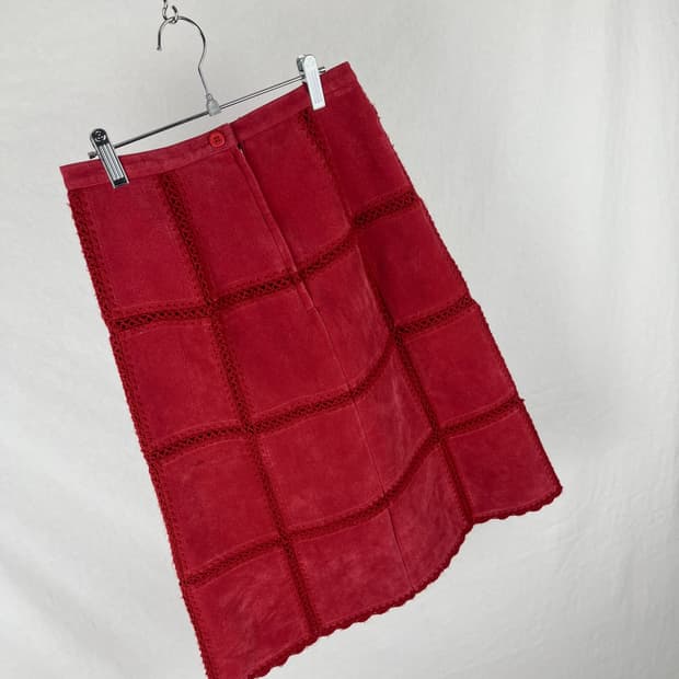 Vintage 레드컬러 스웨이드 스커트