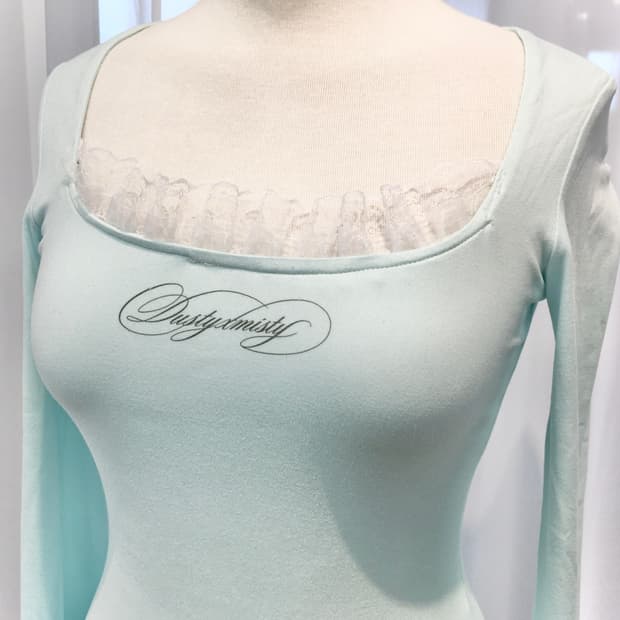 Mint White Lace Sleeve Top