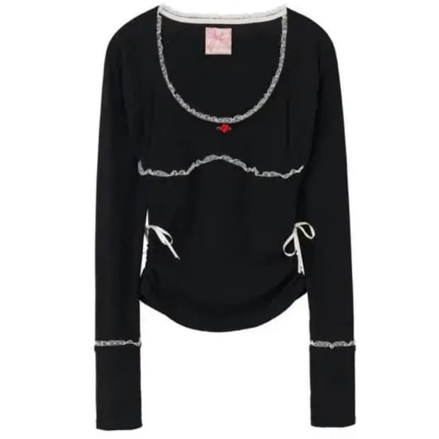 스컬프터 보우 타이 블랙 티셔츠