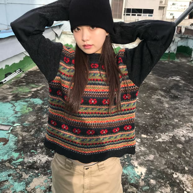 빈티지 패턴 니트 