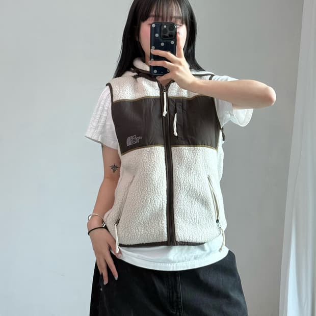 노스페이스 브라운 후리스 베스트 집업