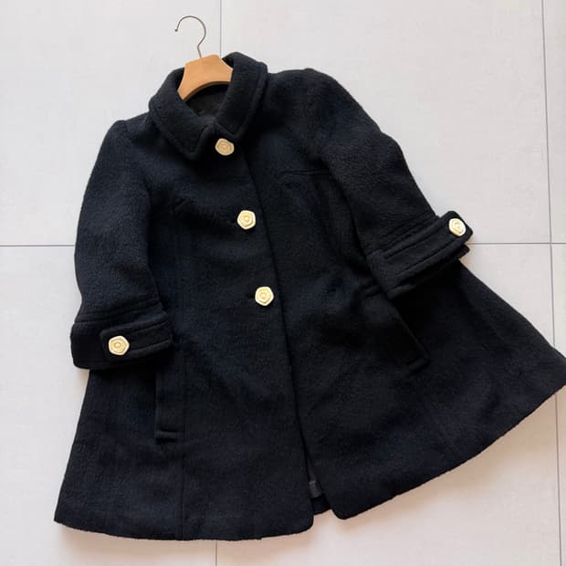 오즈세컨 알파카 모 앙고라 칠부 코트 베이비돌 블랙 모리걸