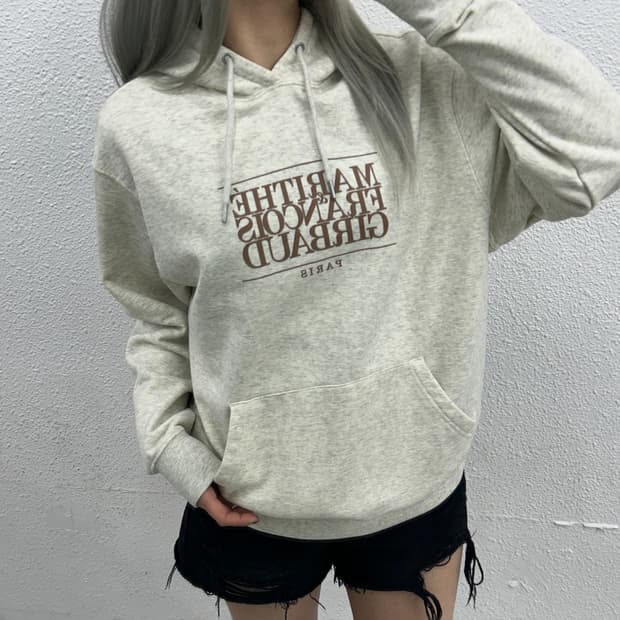 마리떼 프랑소와 저버 센터 프린팅로고 백멜란지 후드 M