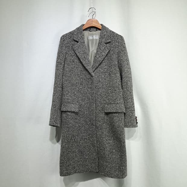 CN858W M 막스마라 버진울 모노 체크 롱 코트