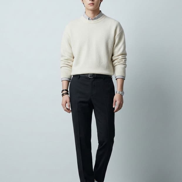 솔리드옴므 다크그레이 울 혼방 슬랙스