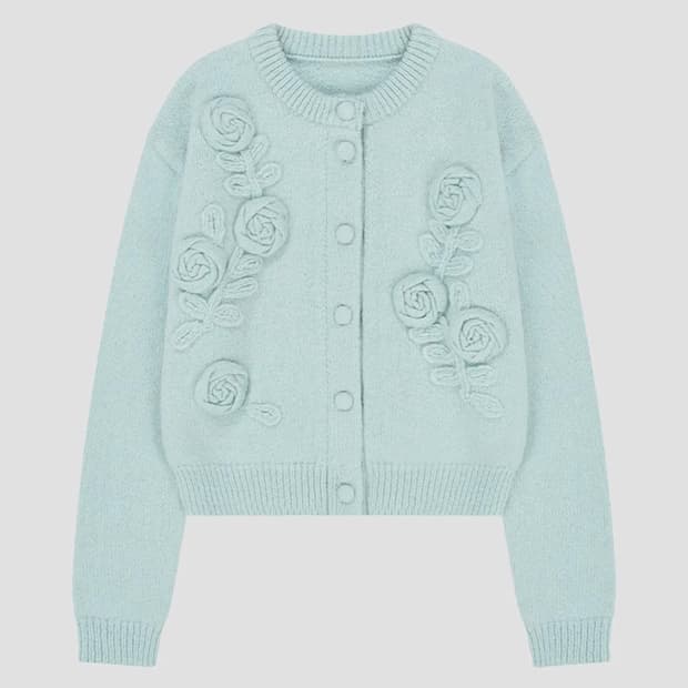 급전)시눈 로즈 가디건 Rose Artwork Hairy Cardigan