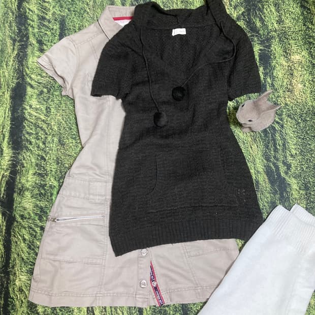 빈티지 타미힐피거 카고 셔츠원피스 니트 세트 러힙 모리걸 너드 라떼갸루