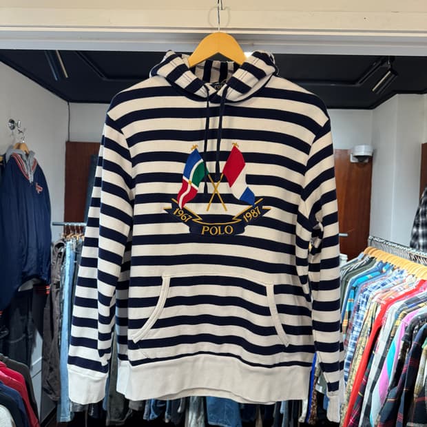 폴로랄프로렌 크로스플래그 후드티 L