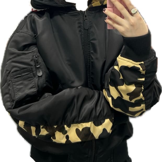 베이프 샤크 MA-1 후드 자켓