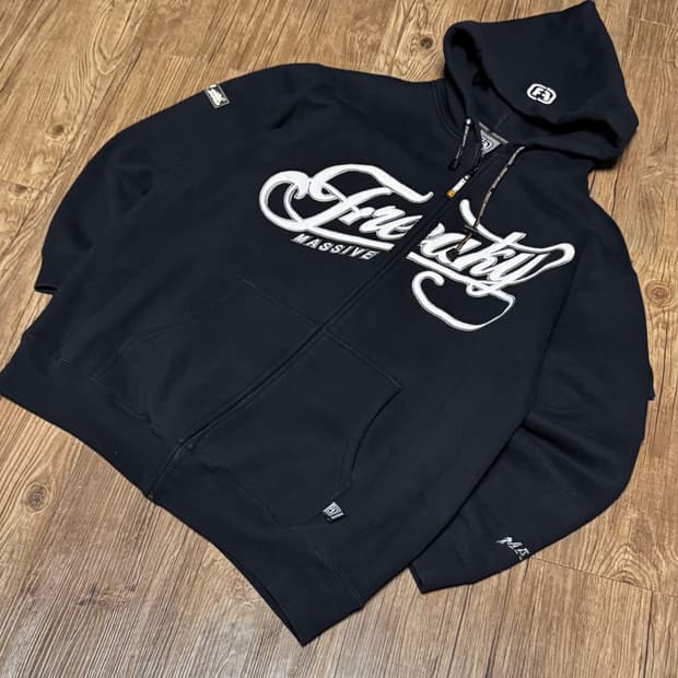 [XL] 프리키 올드스쿨 힙합 레터링 후드 집업