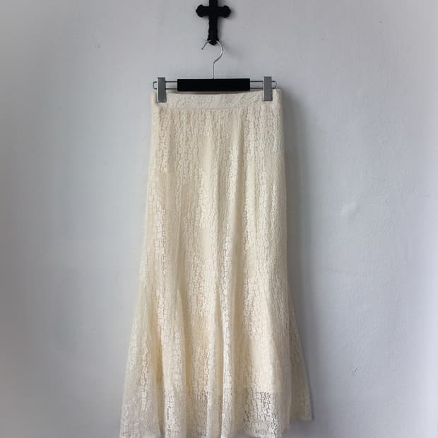 Flower pattern crochet long skirt