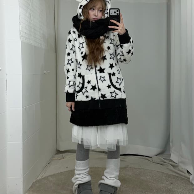 별패턴 곰돌이 무채색 니혼진 오타쿠 코디세트