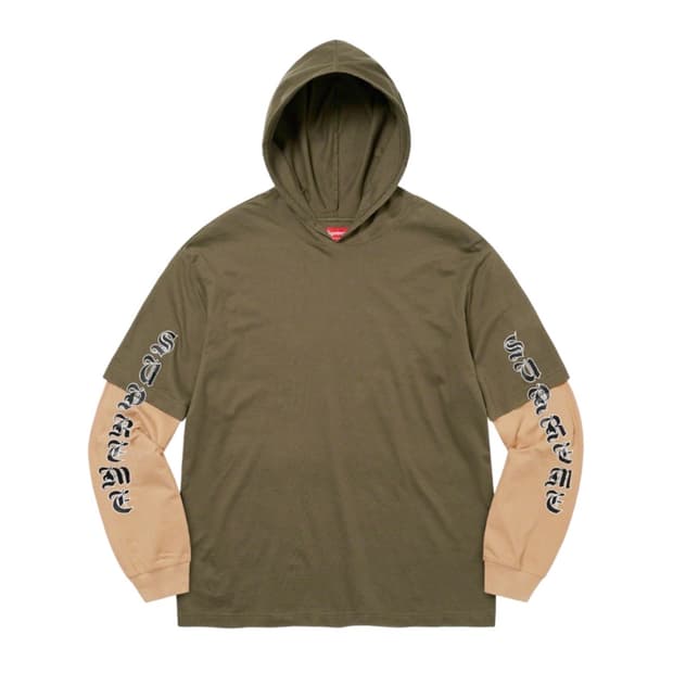 Supreme 슈프림 레이어드 후드 롱슬리브 탑 22FW [올리브-L]
