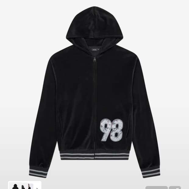 AAKAM 98 Patch Velour Zip-Up Hoodie
