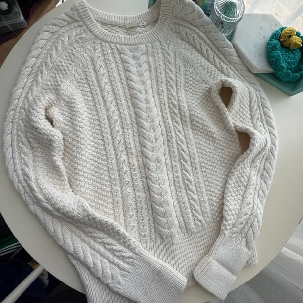 GAP 갭 아이보리 긴팔 케이블 니트 트셔츠 XS