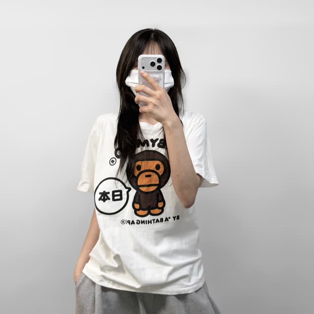 베이프 Bape 재팬 도쿄 마일로 반팔티 화이트