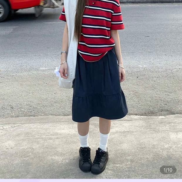 쉬인 여성용 일본 허리 미니 스커트 버서타일 루즈핏 치마 네이비 테무