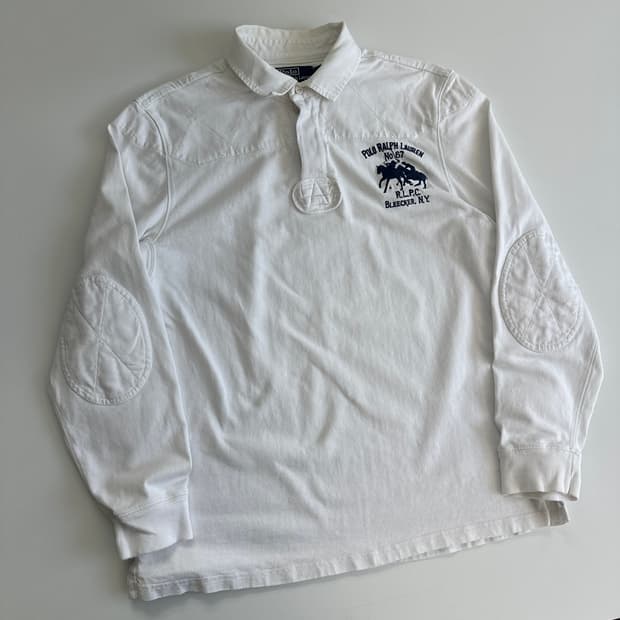 Polo 폴로 랄프로렌 00‘s 화이트 아이코닉 엘보우 패치 엠브로이 럭