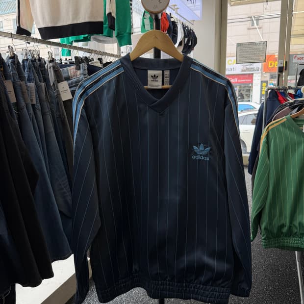 아디다스 윈드브레이커 블루 스트라이프 L 