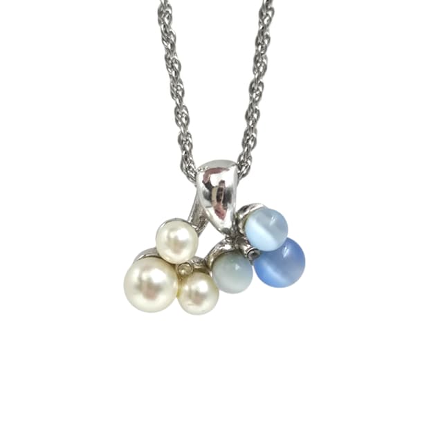 90s 꾸레쥬 캣츠아이&진주 체리 목걸이