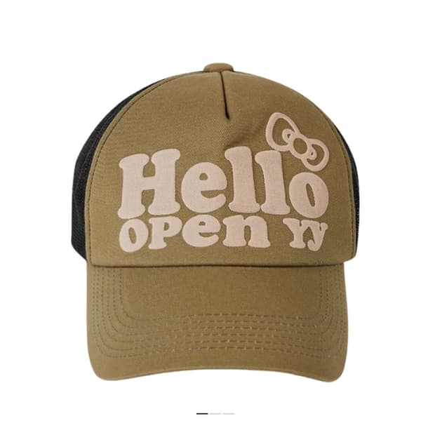 오픈와이와이 openYy x 헬로키티 트러커캡 카키 모자