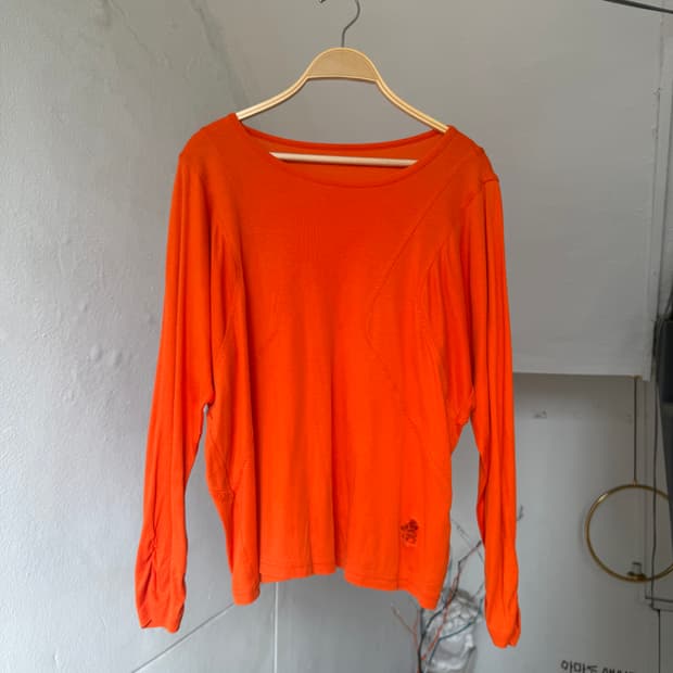 직조•코르셋 디테일 오렌지 탑