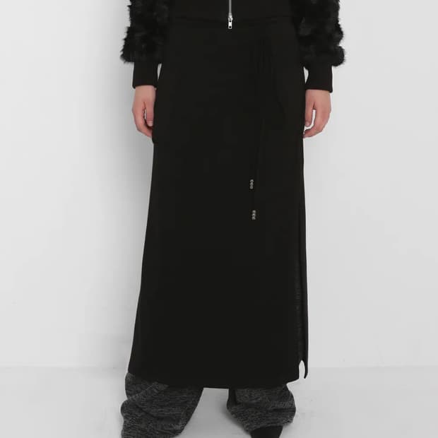 샌드릭 BRUSHED MAXI LONG SKIRT_BLACK