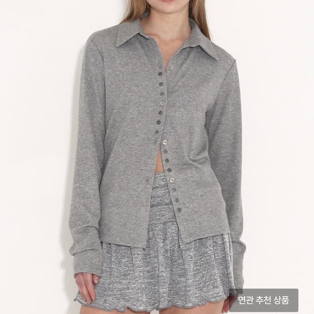 새상품)폴리수엠 버튼 져지 셔츠 실버