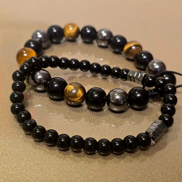 타이거아이 & 블랙 스톤 원석 팔찌
