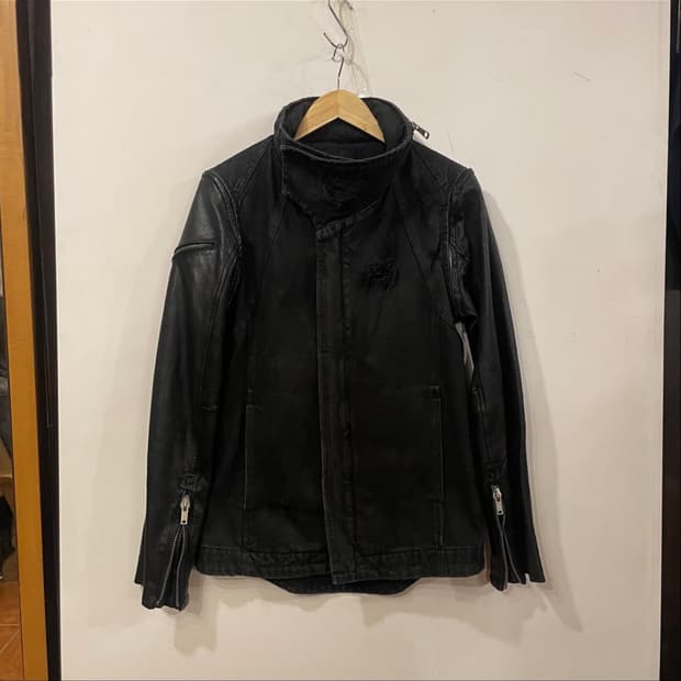 다이어트부처슬림스킨 레더 하이넥 자켓