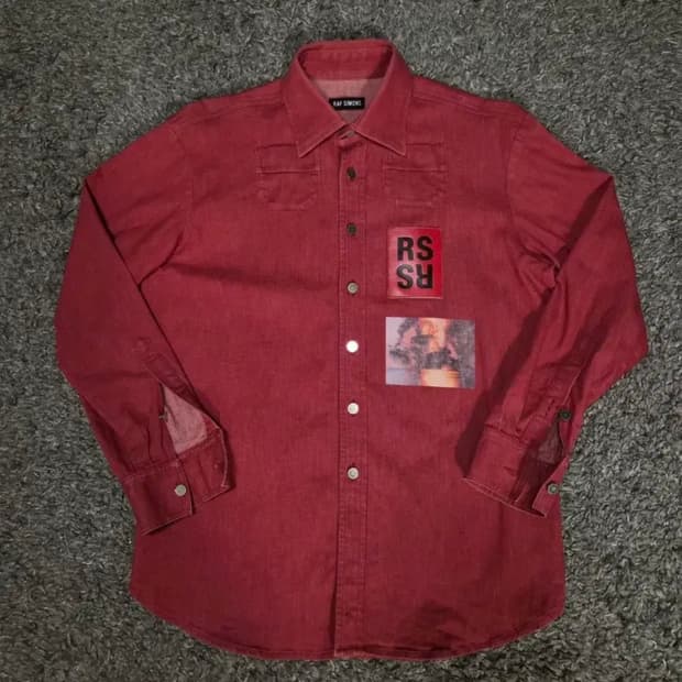 라프시몬스 15ss 레드 데님 셔츠