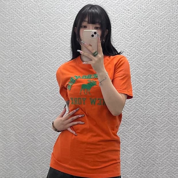 아베크롬비 레트로 Y2K 대장급 오렌지 반팔티 M C12633