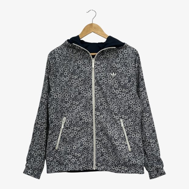 아디다스 플라워 리버시블 후드 바람막이 여성 M 네이비