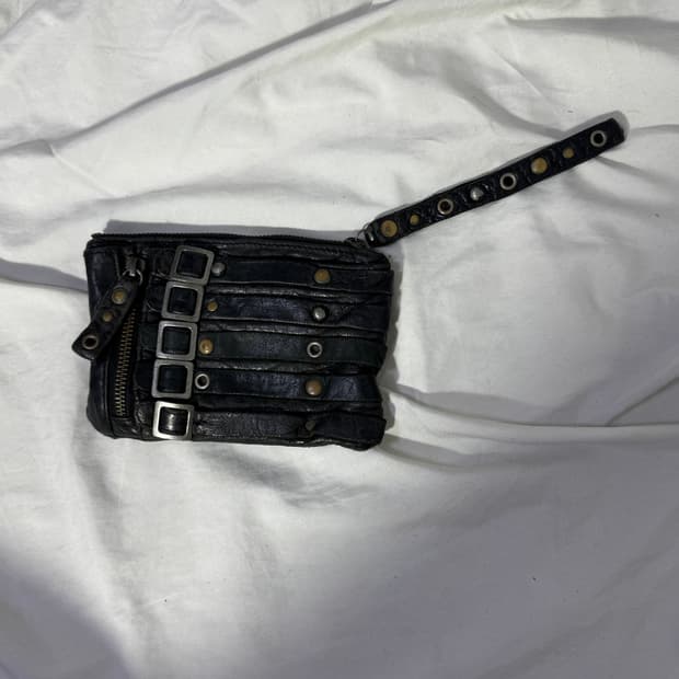 디젤 블랙 골드 버클 스트랩 스터드 지갑 y2k 펑크 