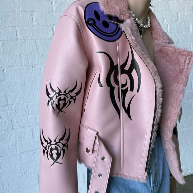 스쿠읏 SKOOT 핑크 라이더 봄버 가죽 자켓