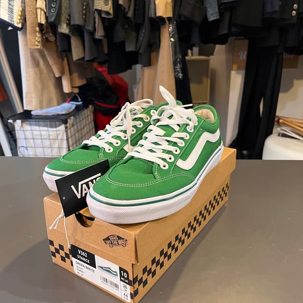 반스 올드스쿨 그린/화이트 캔버스 스니커즈