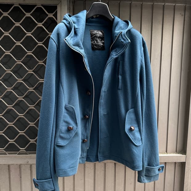 Chatty teal high neck horn button jacket