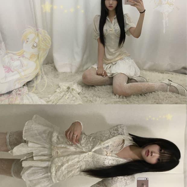 달천깔 화이트페어리 플라워 레이스 코디세트
