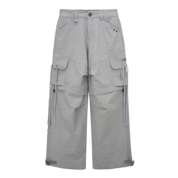 허그유어스킨 wide cargo pants gray 와이드 카고 팬츠