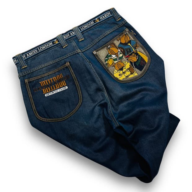 하디 에이미스 90s 올드 도그맨 자수 데님 팬츠