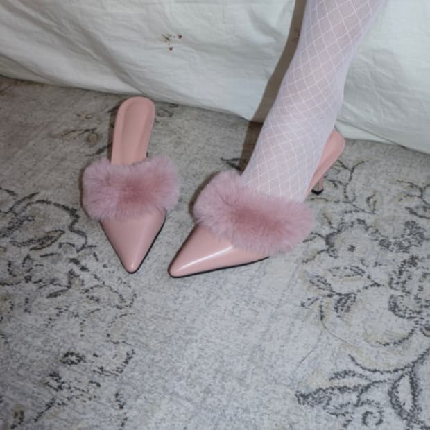 클라따 pink bell shoes 핑크(분홍) 퍼 구두 슈즈