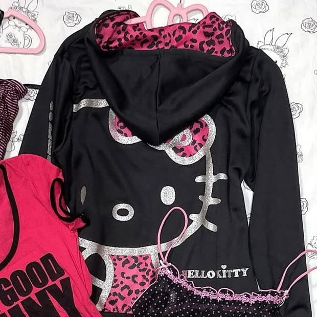 헬로키티 레오파드 호피 후드집업