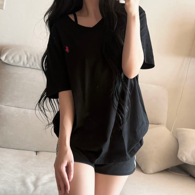 폴로 랄프로렌 검빨 V넥 반팔