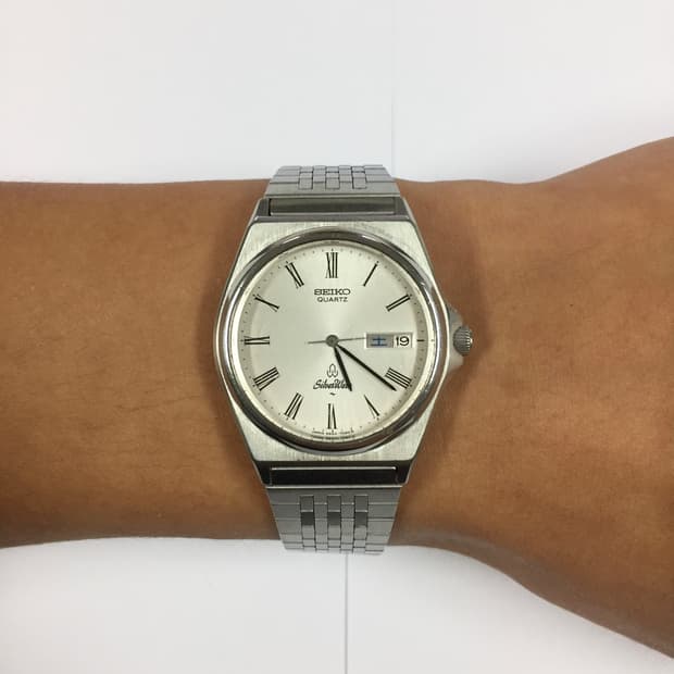 80s seiko silver wave roman index