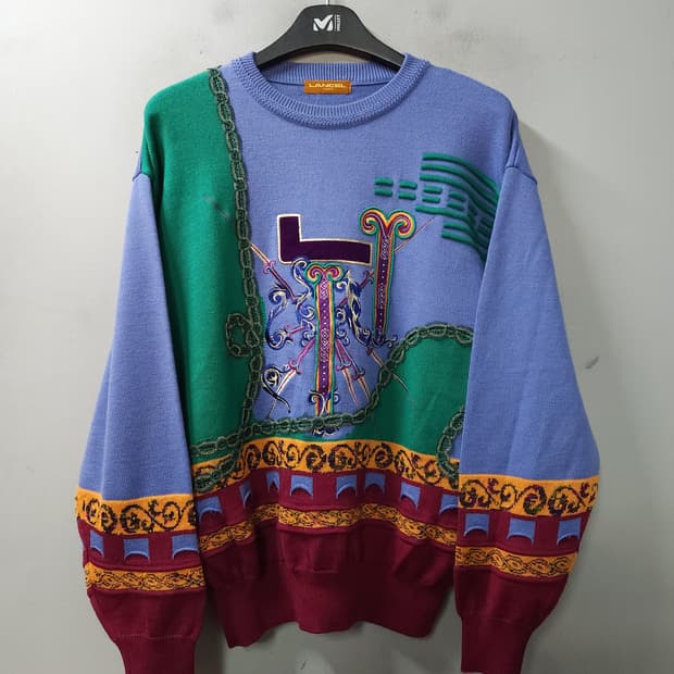 란셀 LANCEL 자수 디테일 울 니트