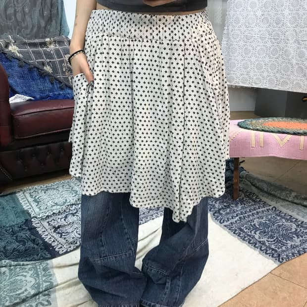 빈티지 여성 밴딩 패턴 미니스커트 