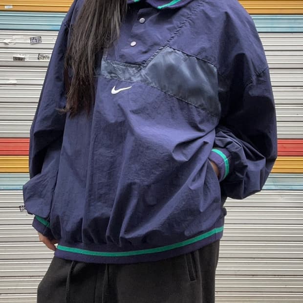 90s NIKE 올드스쿨 네이비 웜업 