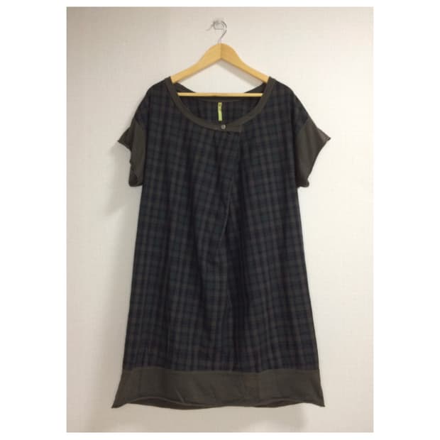 frapbois 차콜 브라운 체크 튜닉 원피스